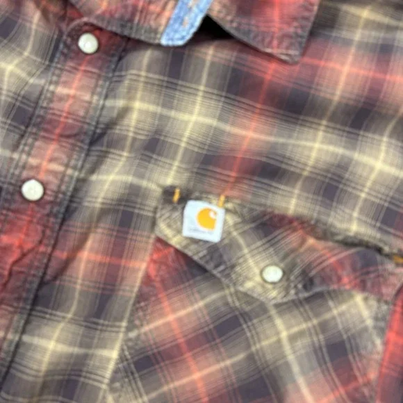 Carhartt Men's 2XL Relaxed Fit Plaid Pearl Snap Long Sleeve Shirt Western Workwe - Picture 3 of 8